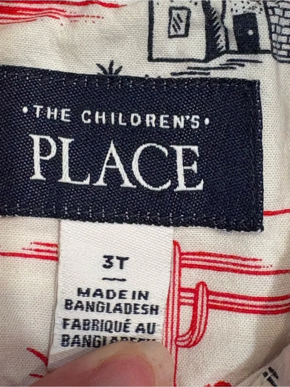 The Children's Place Boys' Red Navy Western Print Short Sleeve Shirt 3T Cotton